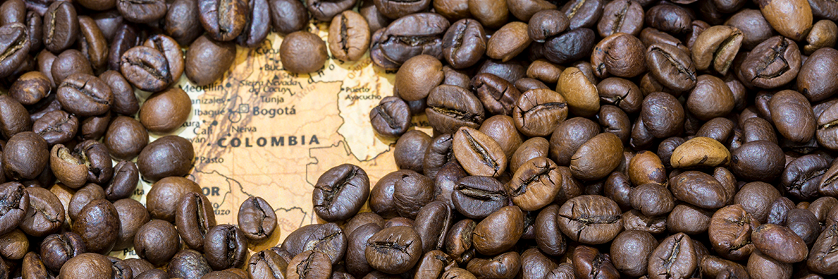تصویر دانه قهوه کلمبیا روی نقشه 2